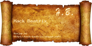 Hack Beatrix névjegykártya